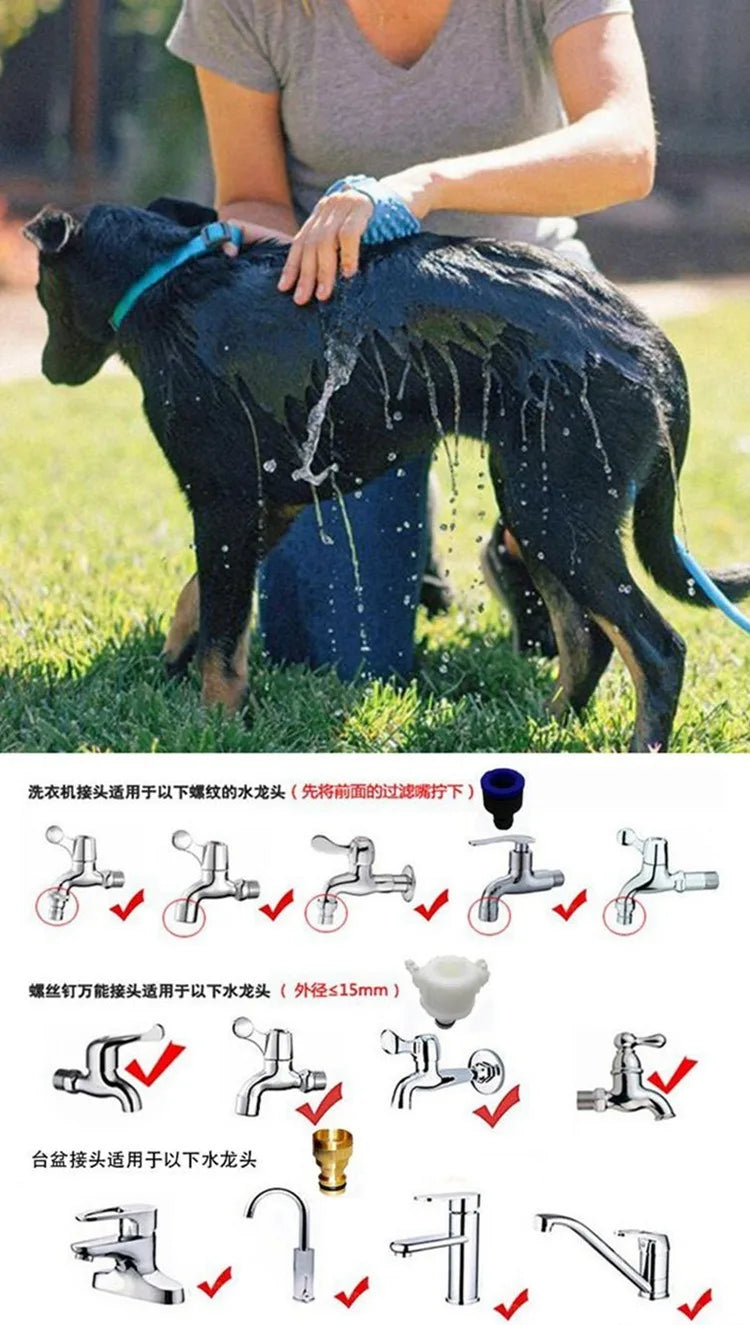 Pet Shower Nozzle Silicone Massage Tool Suitable For Indoor And Outdoor Use, Multi-functional Cat And Dog Shower Nozzle Massage