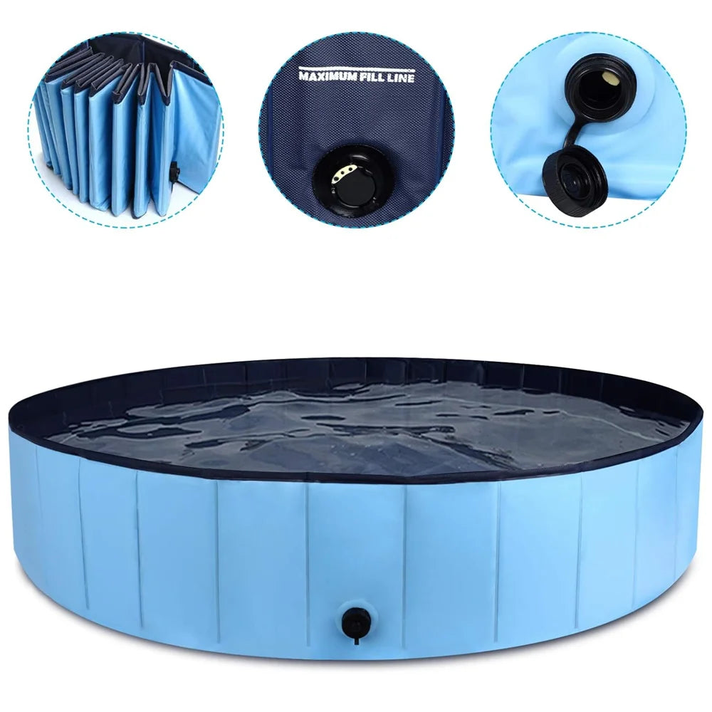 80x20cm /120x30cm/ 160x30cm Pet Pool Portable Swimming Pool Foldable Dog Bath With Drain valve Outdoor Pet Bathing Tub
