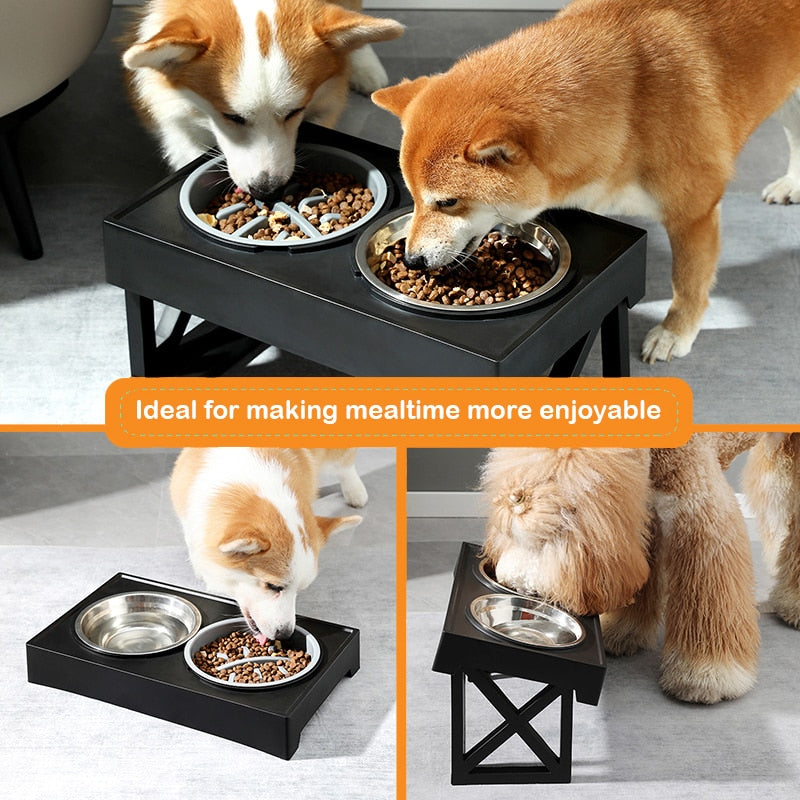 Elevated Dog Bowls 3 Adjustable Heights Raised Dog Food Water Bowl