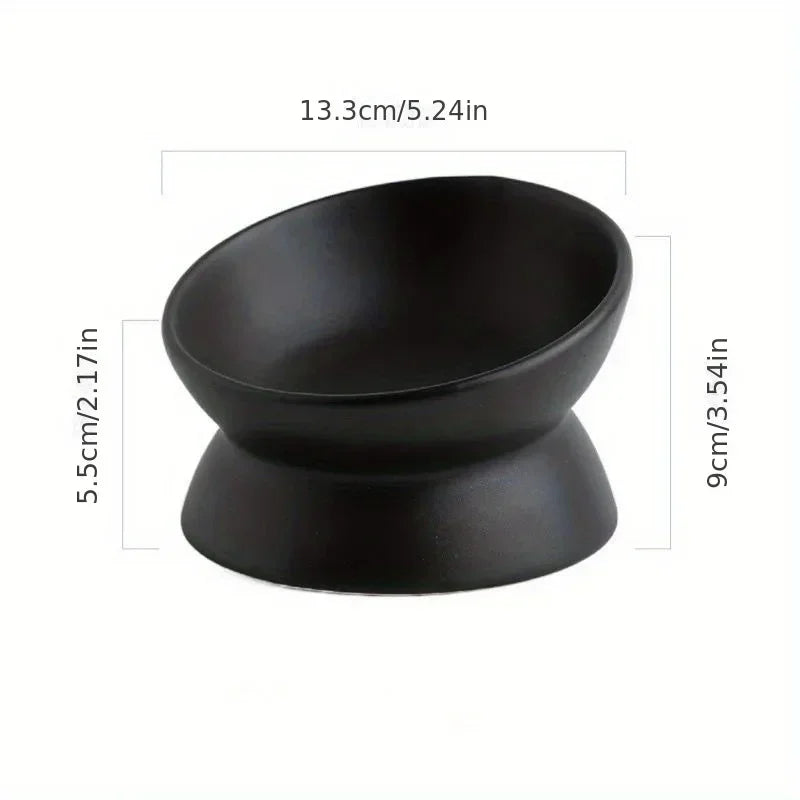 New Ceramic Bowl Cat Bowl Dog Bowl Pet Bowl Oblique High Feet To Protect The Cervical Vertebrae Dog Cat Food Bowl Pet Supplies