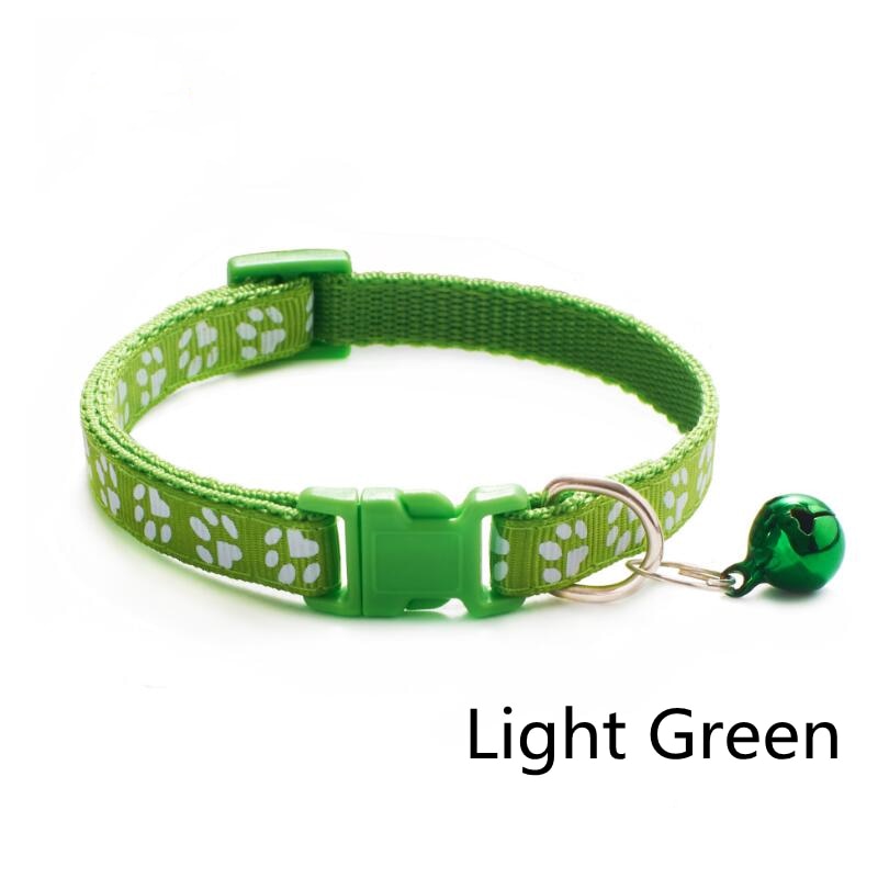 Pet Collar With Bell Cartoon Footprint Colorful Dog Puppy Cat Accessories