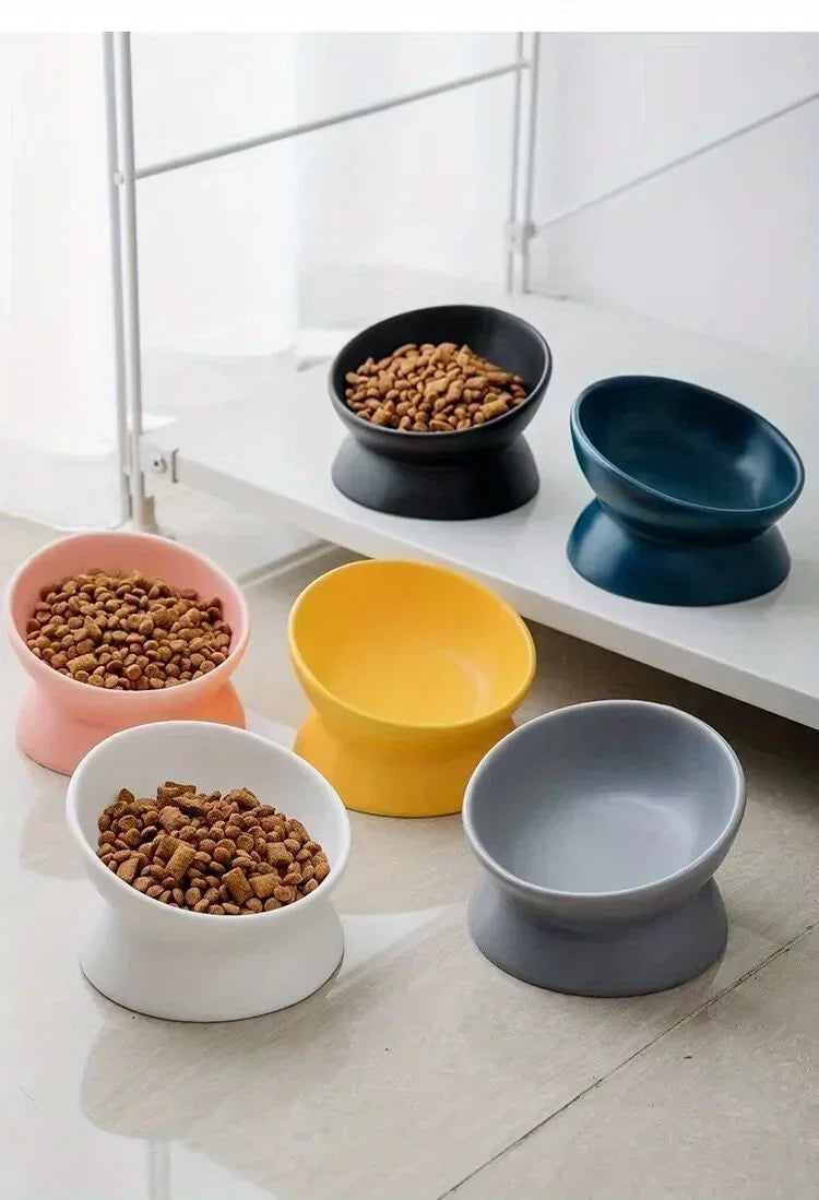 New Ceramic Bowl Cat Bowl Dog Bowl Pet Bowl Oblique High Feet To Protect The Cervical Vertebrae Dog Cat Food Bowl Pet Supplies
