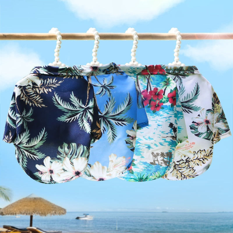 Hawaiian Beach Style Dog T-Shirts Thin Breathable Summer Dog Clothes
