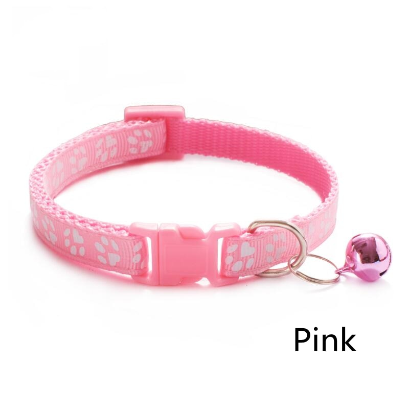 Pet Collar With Bell Cartoon Footprint Colorful Dog Puppy Cat Accessories