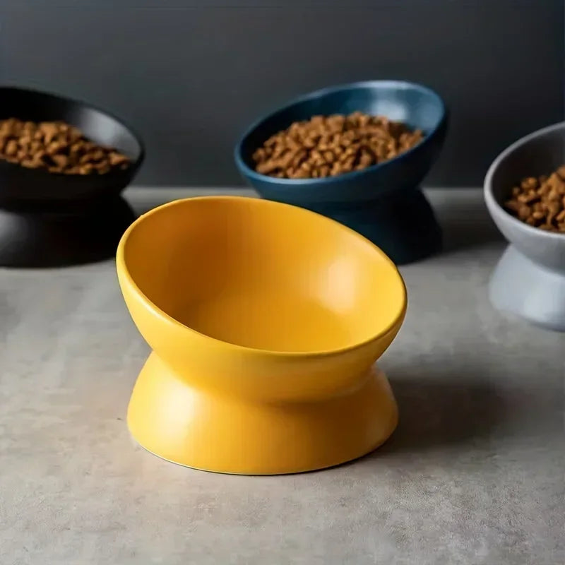 New Ceramic Bowl Cat Bowl Dog Bowl Pet Bowl Oblique High Feet To Protect The Cervical Vertebrae Dog Cat Food Bowl Pet Supplies
