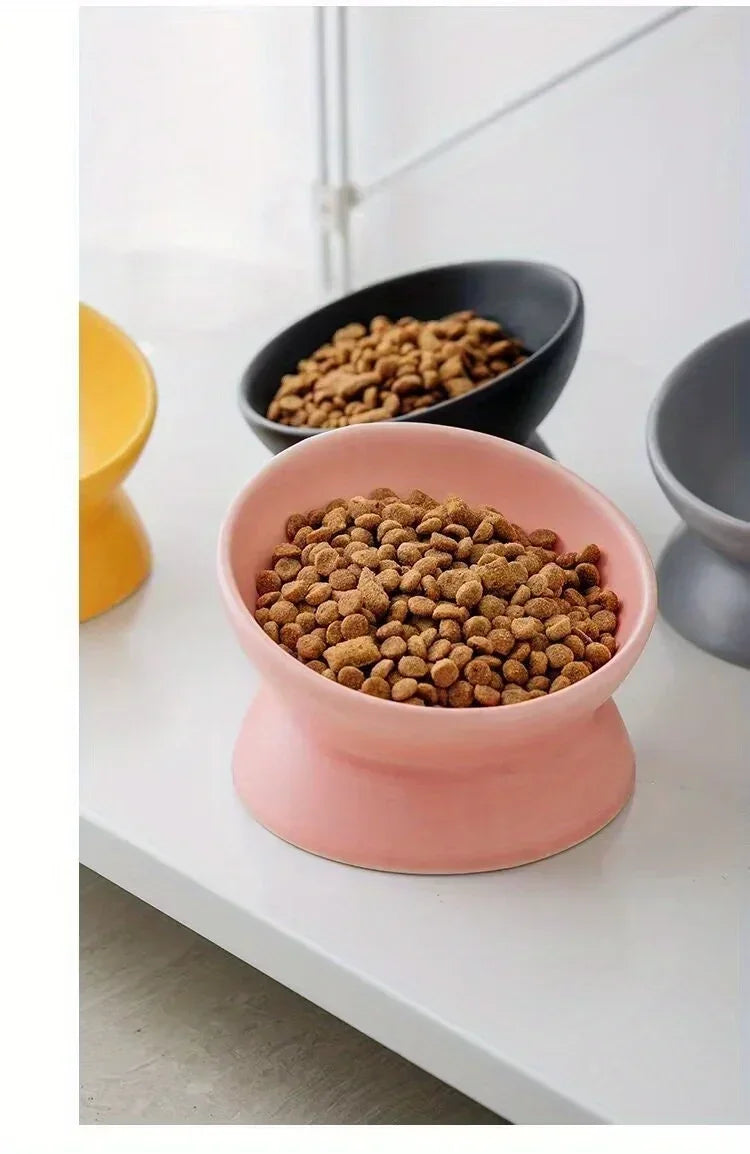 New Ceramic Bowl Cat Bowl Dog Bowl Pet Bowl Oblique High Feet To Protect The Cervical Vertebrae Dog Cat Food Bowl Pet Supplies