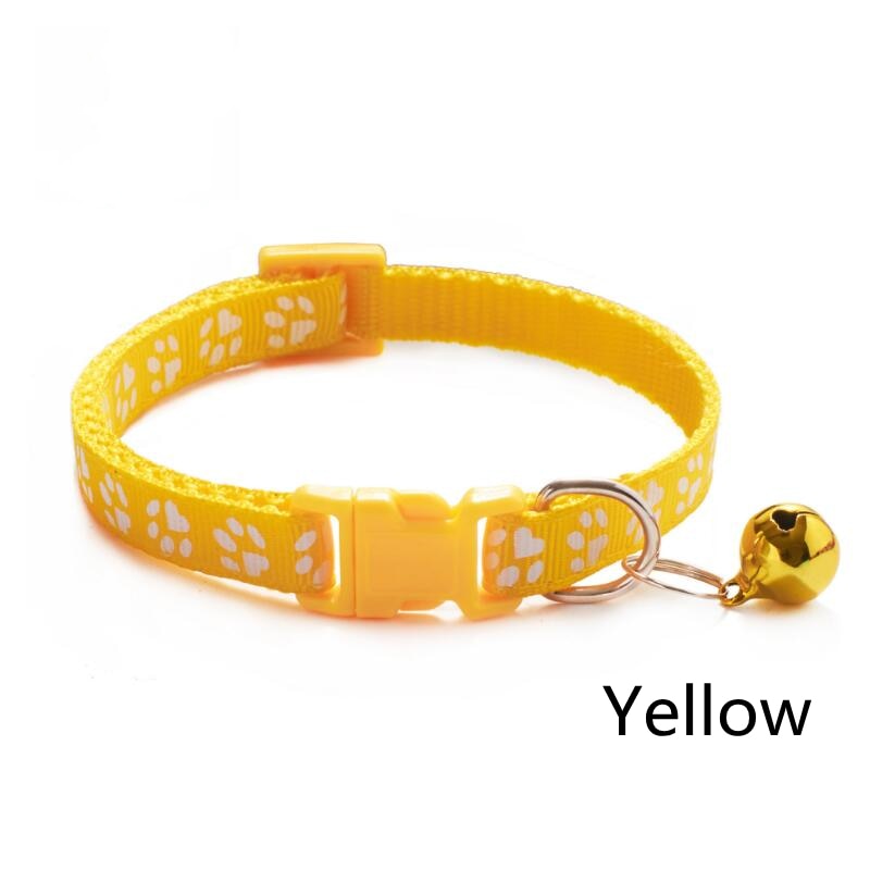 Pet Collar With Bell Cartoon Footprint Colorful Dog Puppy Cat Accessories