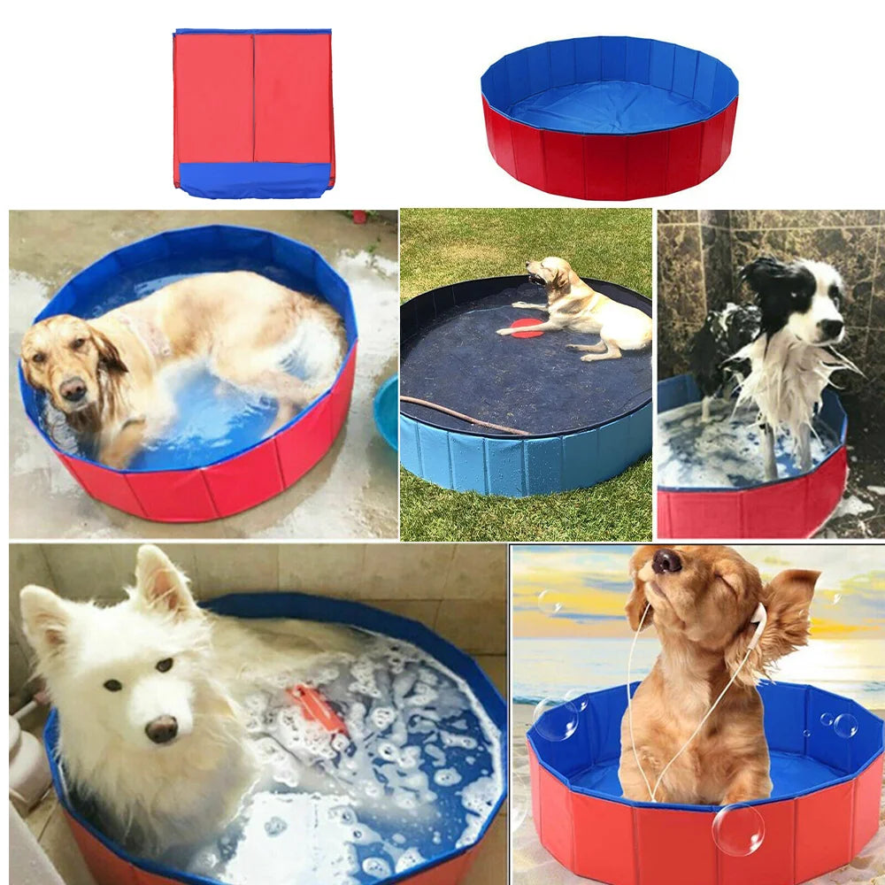 80x20cm /120x30cm/ 160x30cm Pet Pool Portable Swimming Pool Foldable Dog Bath With Drain valve Outdoor Pet Bathing Tub