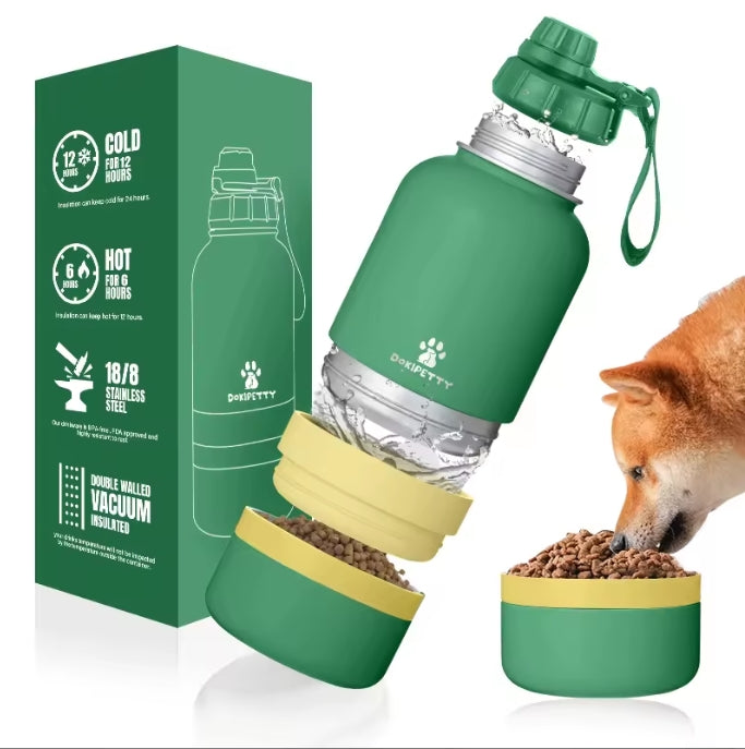 Pet Travel Feeder Bowl And Water Bottle