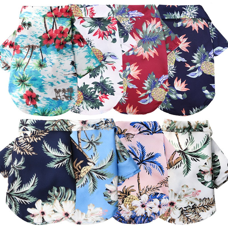 Hawaiian Beach Style Dog T-Shirts Thin Breathable Summer Dog Clothes