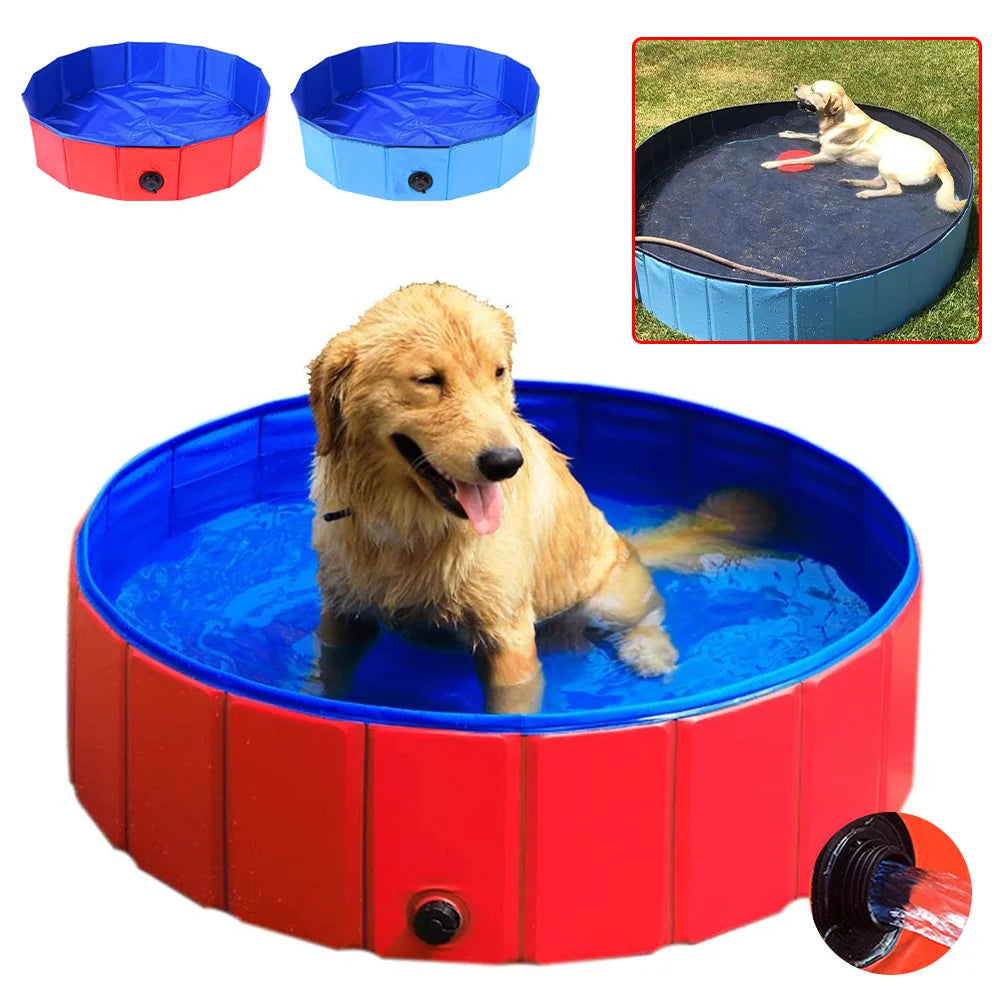 80x20cm /120x30cm/ 160x30cm Pet Pool Portable Swimming Pool Foldable Dog Bath With Drain valve Outdoor Pet Bathing Tub