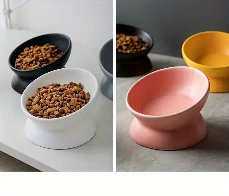 New Ceramic Bowl Cat Bowl Dog Bowl Pet Bowl Oblique High Feet To Protect The Cervical Vertebrae Dog Cat Food Bowl Pet Supplies