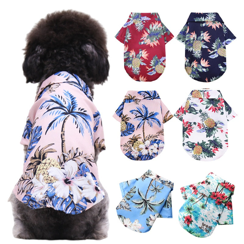 Hawaiian Beach Style Dog T-Shirts Thin Breathable Summer Dog Clothes