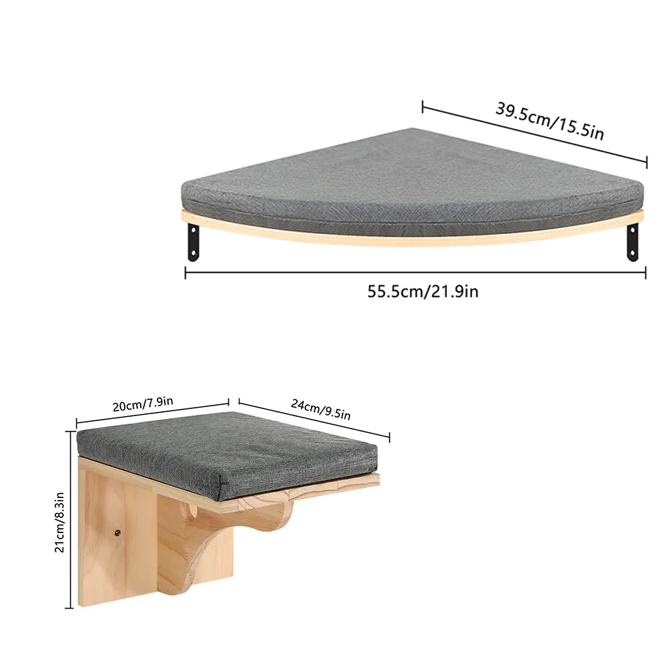 Soft Cushioned Wall Mounted Indoor Shelves For Cats