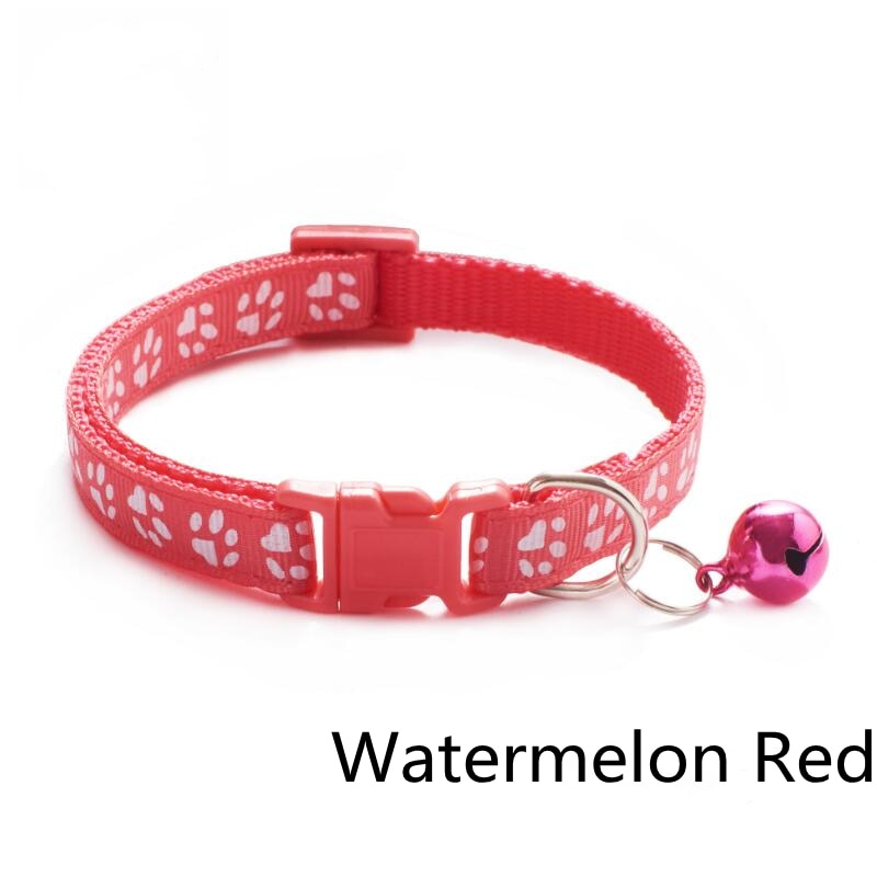 Pet Collar With Bell Cartoon Footprint Colorful Dog Puppy Cat Accessories