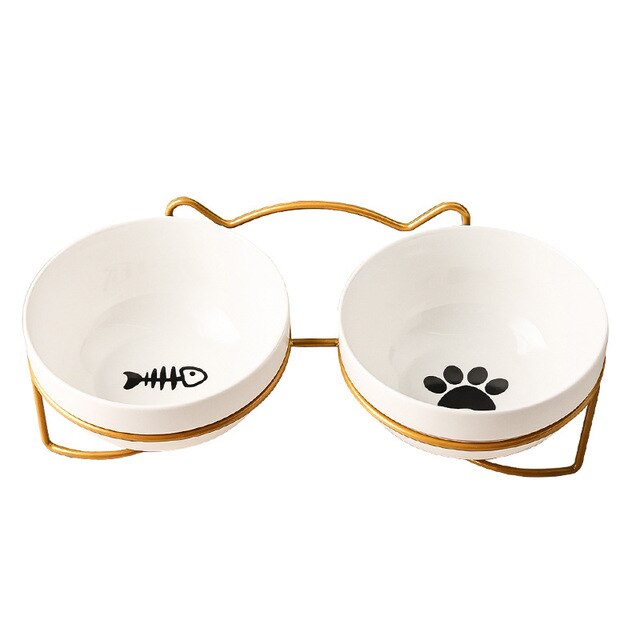 Poursweet Pet Cat Bowl Ceramic 500ML Water Feeder Food Feeding