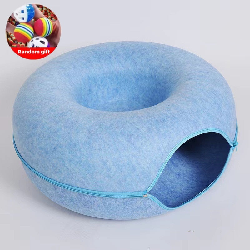 Donut Cat Bed Pet Cat Tunnel Interactive Game Toy Cat Bed Dual-use