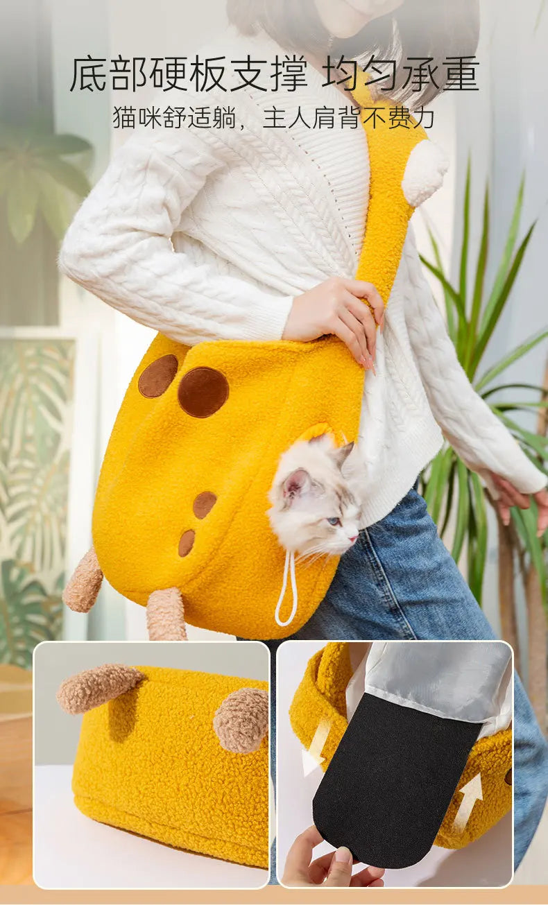 Giraffe Cat Portable Winter Warm Dog Pet Bag
