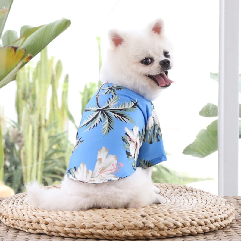 Hawaiian Beach Style Dog T-Shirts Thin Breathable Summer Dog Clothes