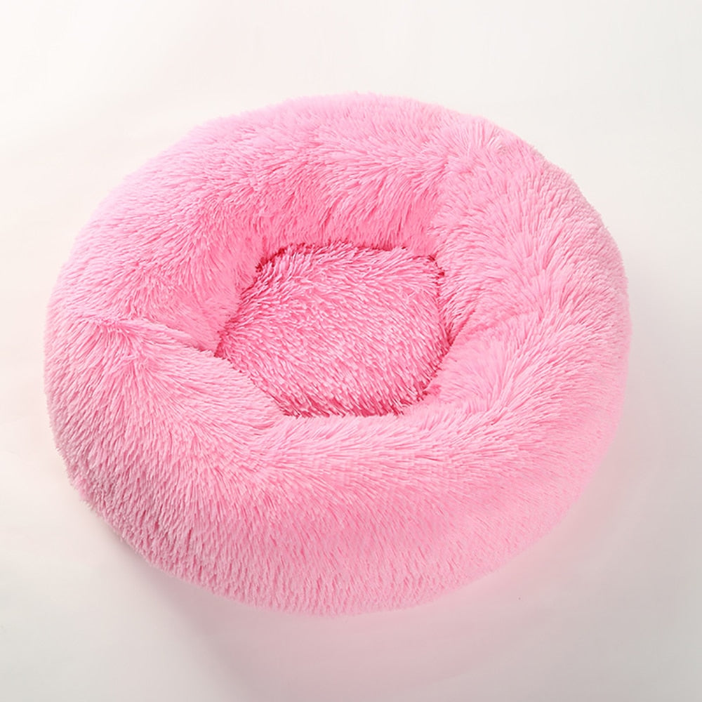 Pet Cat Bed Cushion Comfortable Donut Round Plush Kennel Pet