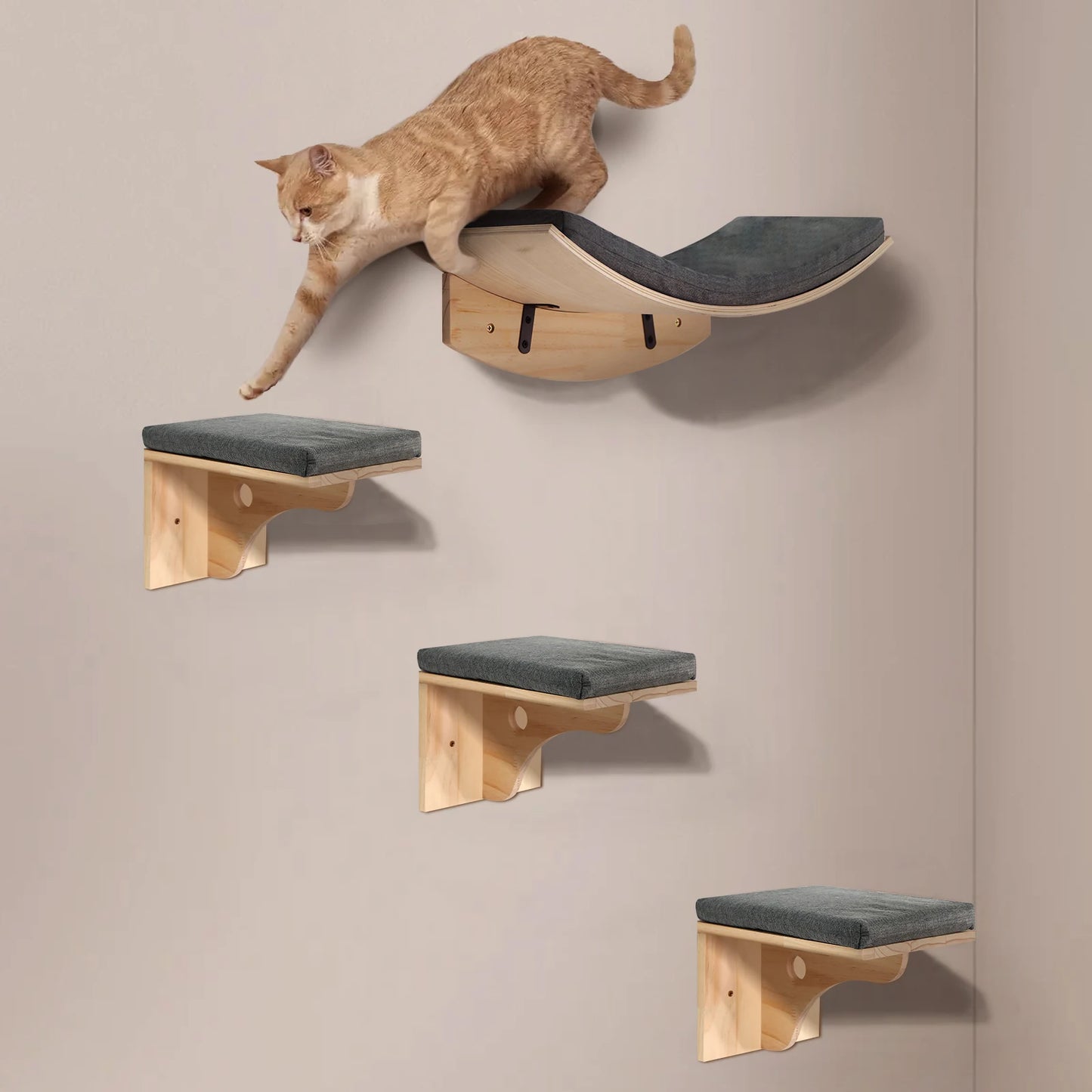 Soft Cushioned Wall Mounted Indoor Shelves For Cats