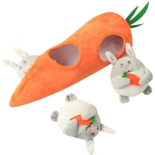 Plush Carrots Bunnies Squeaky Dog Toy