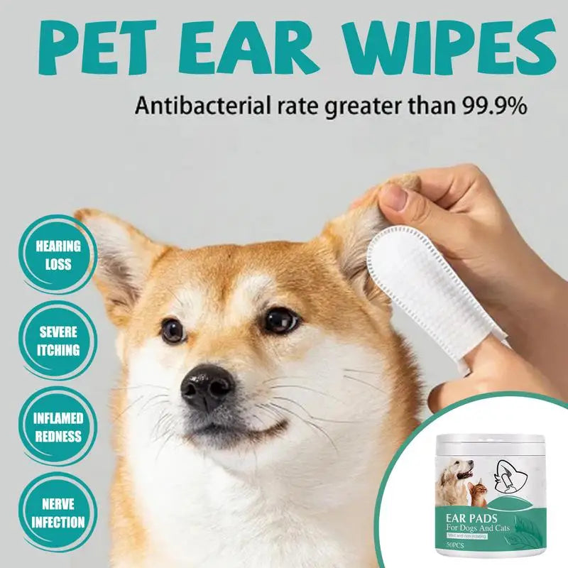 50pcs Cotton Ear Pads Wipes For Pets