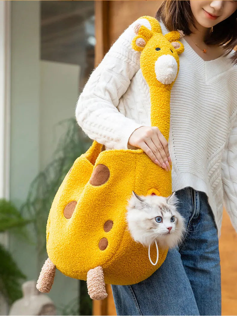Giraffe Cat Portable Winter Warm Dog Pet Bag