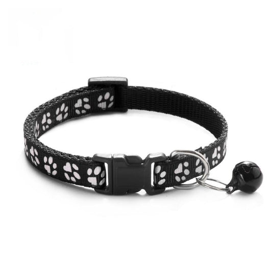 Pet Collar With Bell Cartoon Footprint Colorful Dog Puppy Cat Accessories