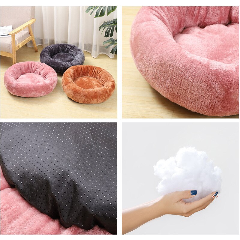 Dog Bed Nest Round Washable Pets Bed Winter Sleeping Plush Dog