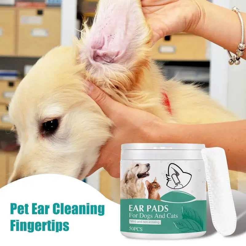 50pcs Cotton Ear Pads Wipes For Pets