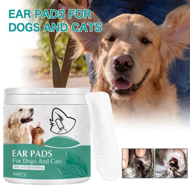 50pcs Cotton Ear Pads Wipes For Pets