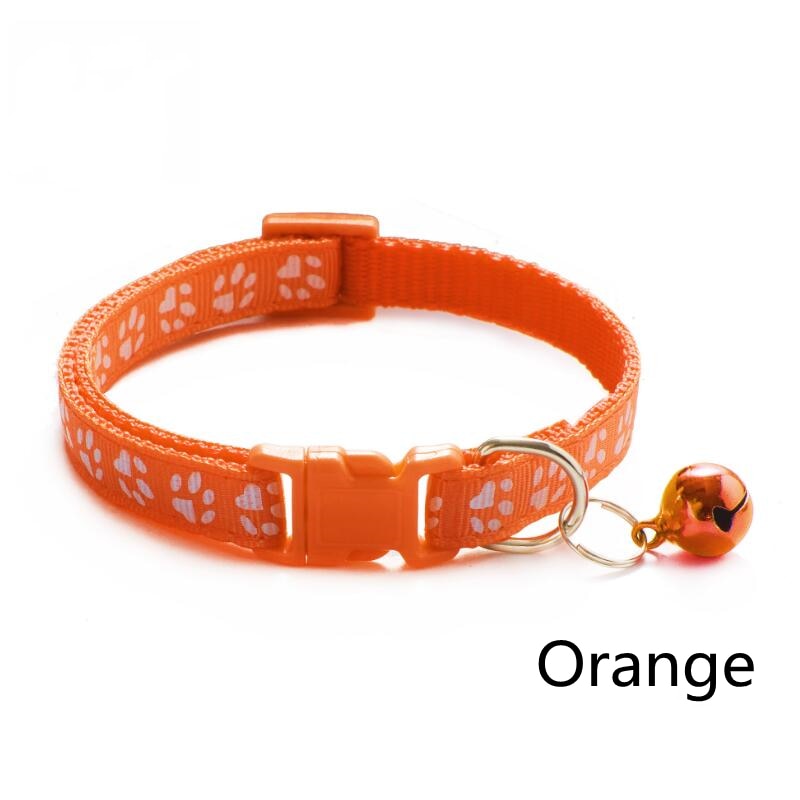 Pet Collar With Bell Cartoon Footprint Colorful Dog Puppy Cat Accessories