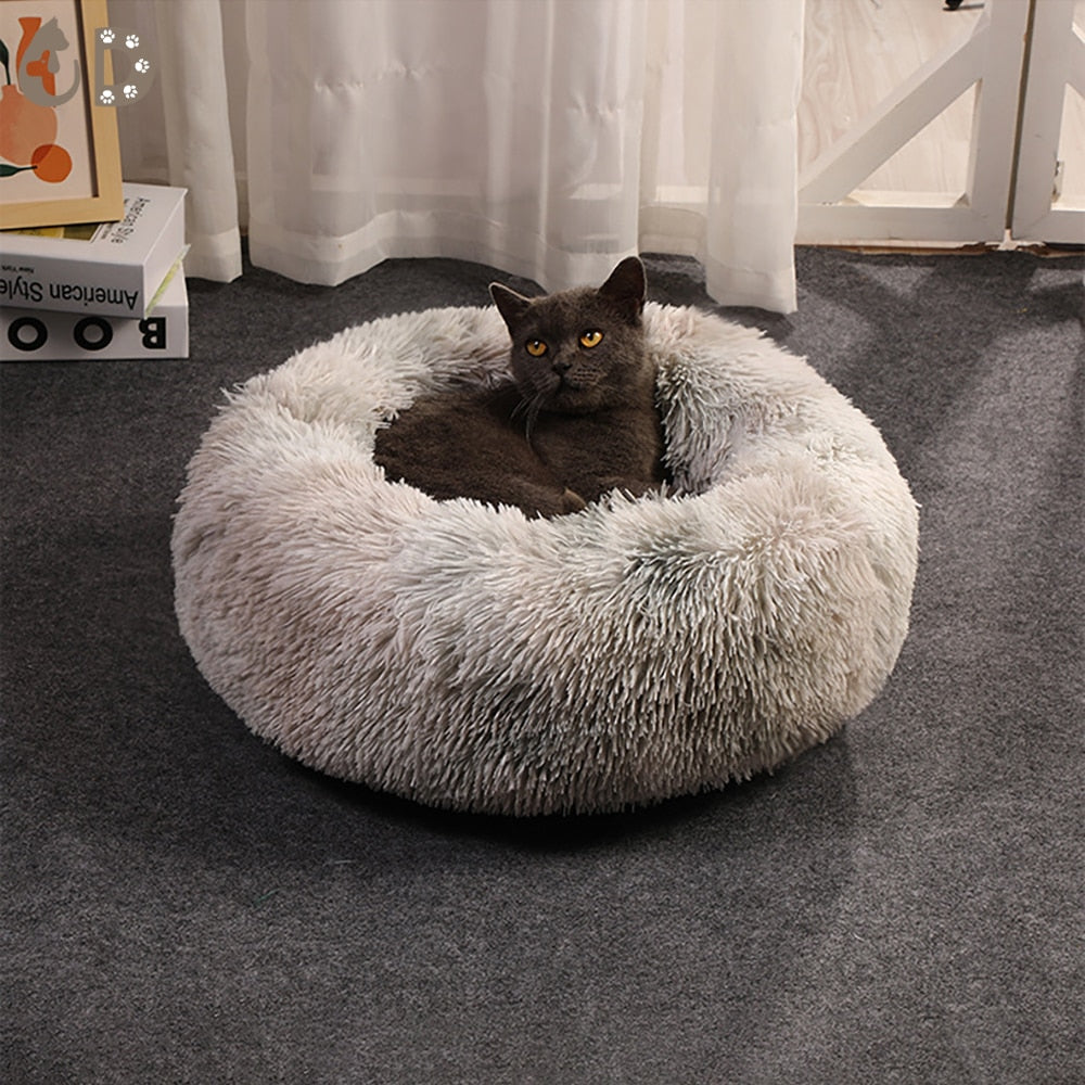 Pet Cat Bed Cushion Comfortable Donut Round Plush Kennel Pet