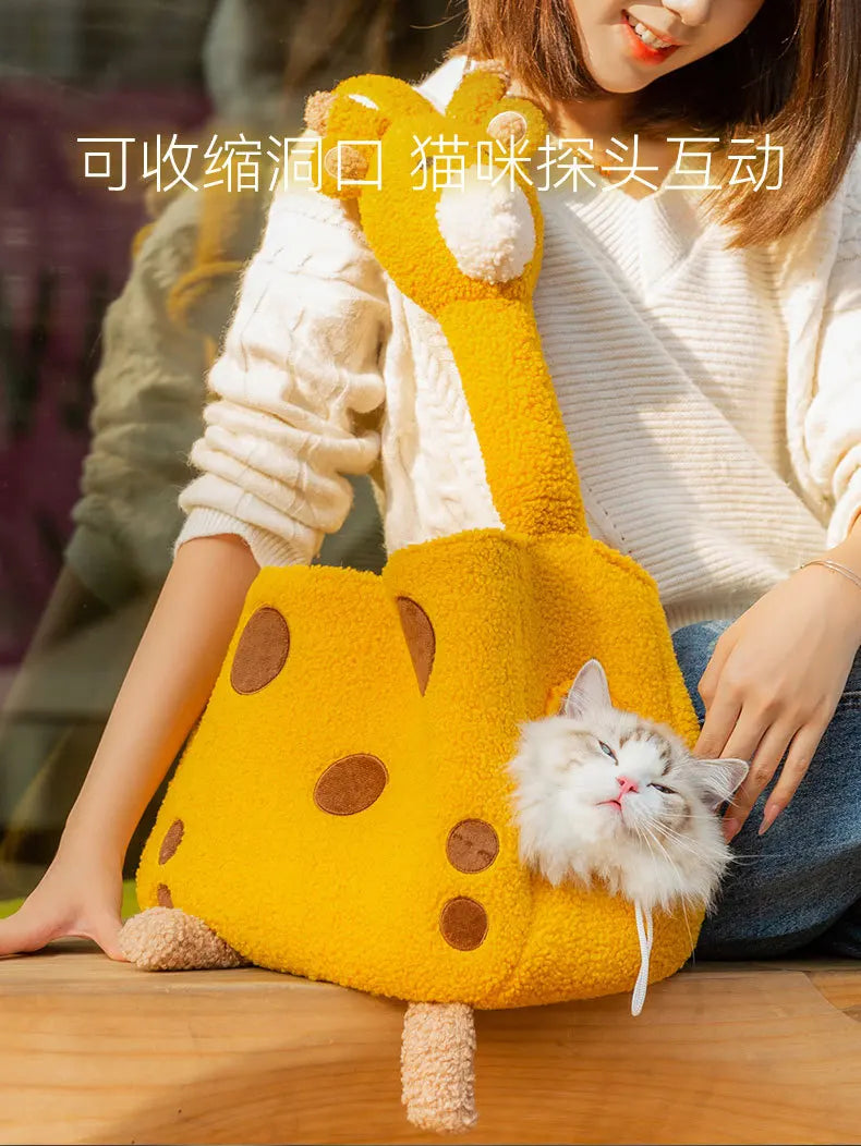 Giraffe Cat Portable Winter Warm Dog Pet Bag