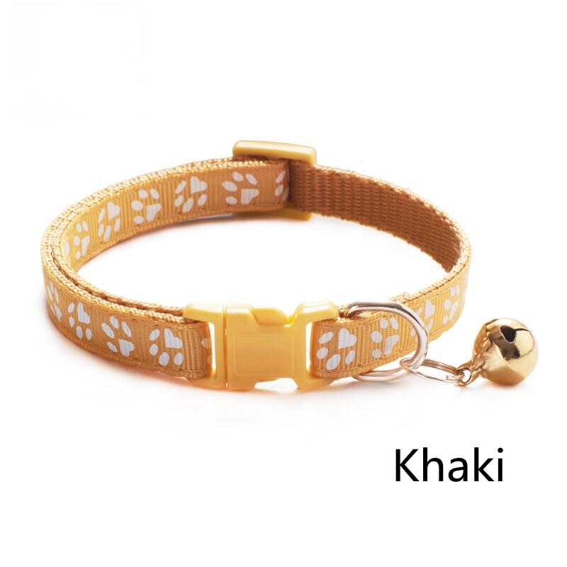 Pet Collar With Bell Cartoon Footprint Colorful Dog Puppy Cat Accessories