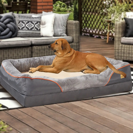 Super Soft Orthopaedic Pet Sleeping Bed with Cotton-padded Bolster and Removable Cover