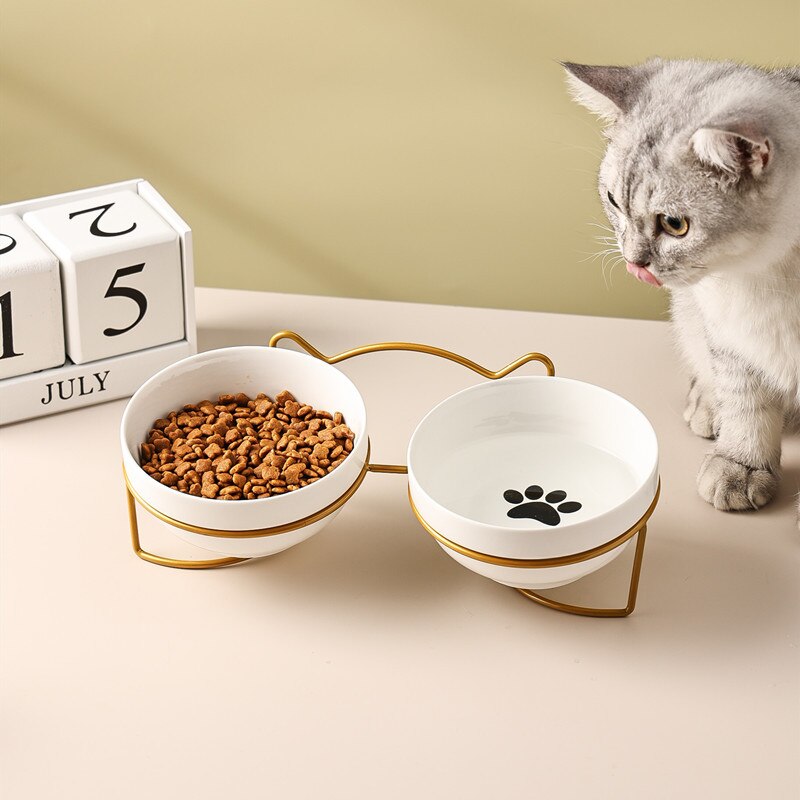 Poursweet Pet Cat Bowl Ceramic 500ML Water Feeder Food Feeding