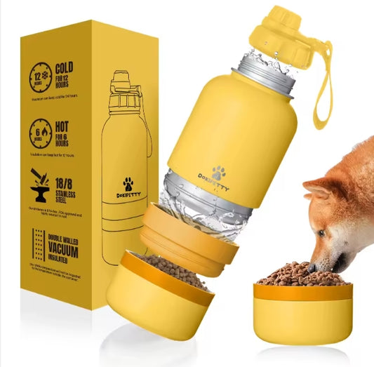 Pet Travel Feeder Bowl And Water Bottle