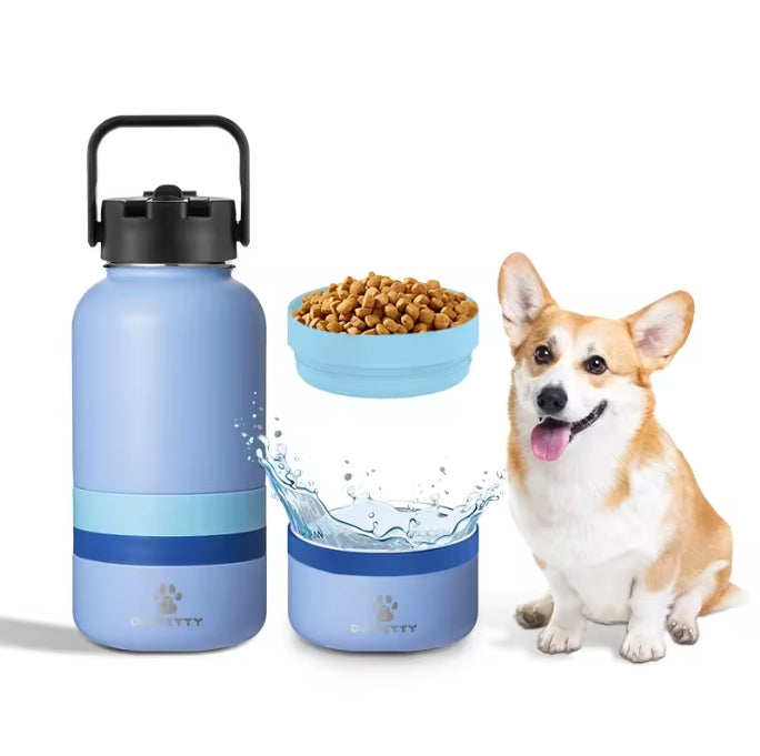Pet Travel Feeder Bowl And Water Bottle