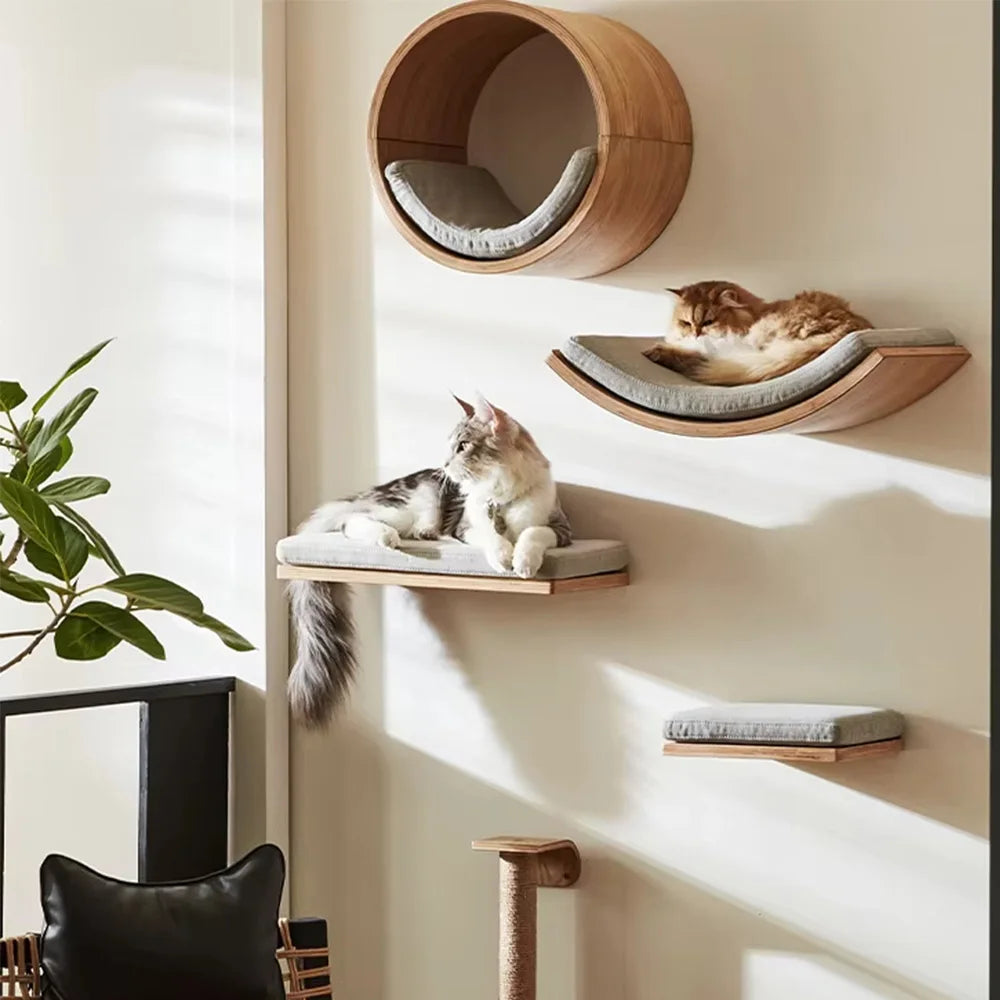 Soft Cushioned Wall Mounted Indoor Shelves For Cats