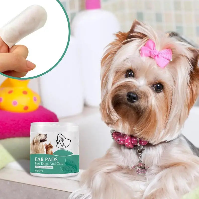 50pcs Cotton Ear Pads Wipes For Pets