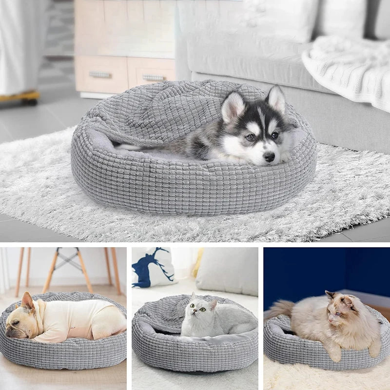 Round Warm Pet Bed For Cats and Dogs