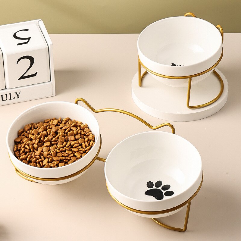 Poursweet Pet Cat Bowl Ceramic 500ML Water Feeder Food Feeding