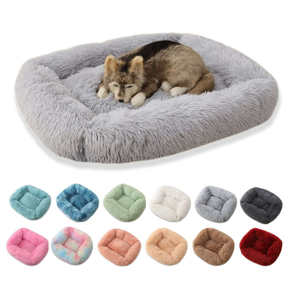 Dog Bed Sofa Long Plush Square Kennel Winter Warm Puppy Mat Cat