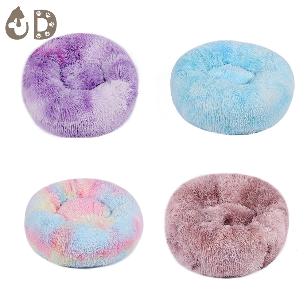 Pet Cat Bed Cushion Comfortable Donut Round Plush Kennel Pet