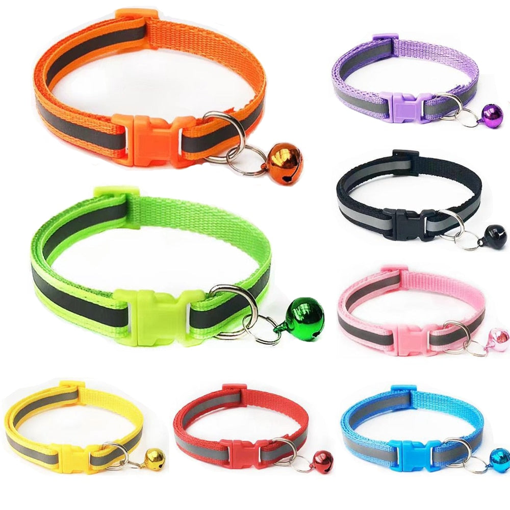 Reflective Breakaway Cat Collar Neck Ring Necklace Bell Pet Supplies